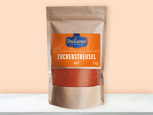 DULIAMO Zuckerstreusel rot mit - Beutel mit 1 Kilogramm