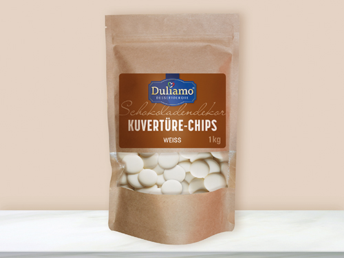 DULIAMO Kuvertüre Chips Weiß 3 - Beutel mit 1 Kilogramm