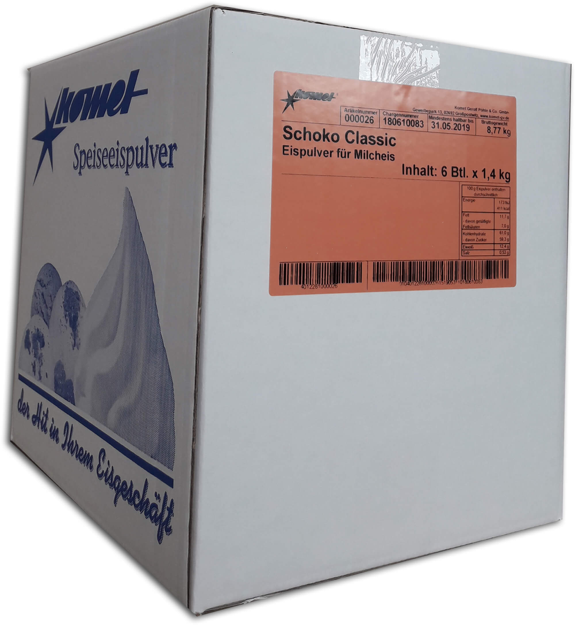 Komet Schoko Classic - Karton mit 8,4 Kilogramm